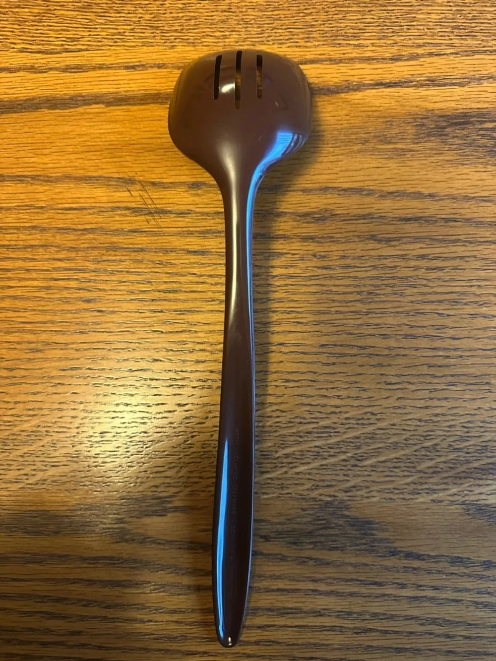 Vintage Brown Slotted Melamine Serving Spoon Rosti for Hutzler Made In Denmark